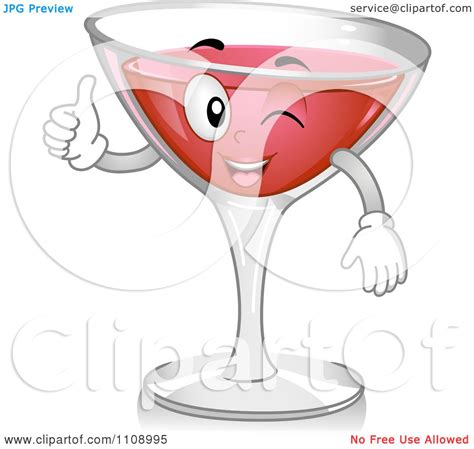 Clipart Cosmopolitan Cocktail Mascot Holding A Thumb Up