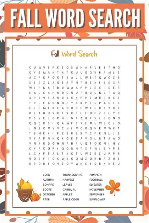 fall word search printable   kids
