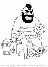 Clash Hog Rider Clans Draw Coloring Drawing Pages Step Template Sketch Drawingtutorials101 Tutorials sketch template