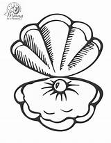 Coloring Shell Pages Oyster Clam Clipart Colouring Shells Drawing Sea Pearl Open Seashells Color Book Cartoon Diving Giant Printable Ariel sketch template