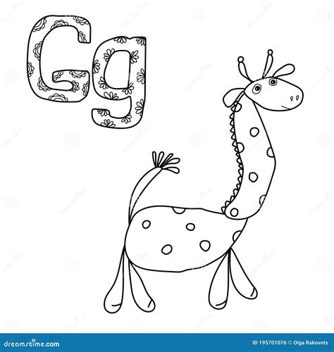 coloring page  study letter  outline illustration  giraffe