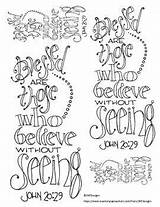 Coloring Pages Those Who John Bible Verse Blessed Seeing Believe Without Choose Board Calligraphy Line sketch template