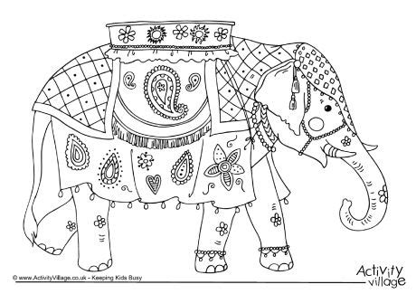 indian elephant colouring page