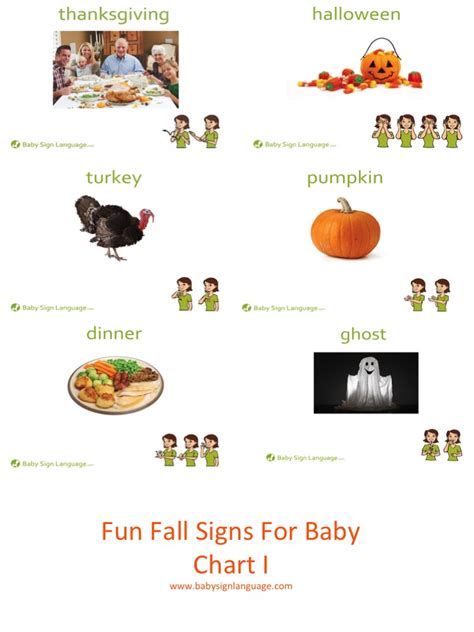 fun baby signs  fall chart  printable