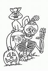 Halloween Pages Coloring Kids Cat Skeleton Printable Kid Printables Choose Board Skeletons sketch template