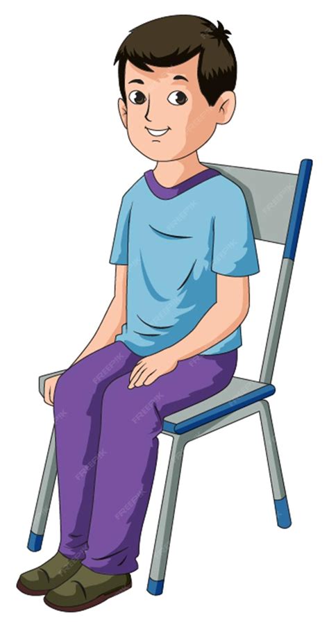 premium vector cute  boy smiling  sitting   chair