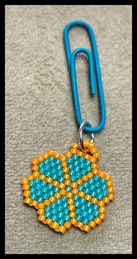 brick stitch flower charm instant   pattern bead work