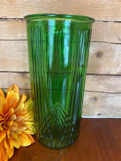 Vintage Hoosier Green Glass Vase 4101 Depression Era Etsy