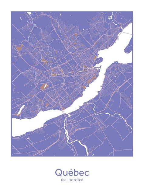 Quebec City Canada Map Print