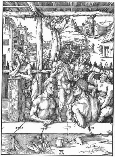 albrecht dürer the men s bath woodcut 1497