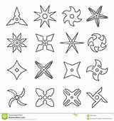 Shuriken Throwing Ninja Star Line Icon Set Vector Coloring Ninjago Stars Pages Outline Illustration Template Japanese Drawing Choose Board Preview sketch template