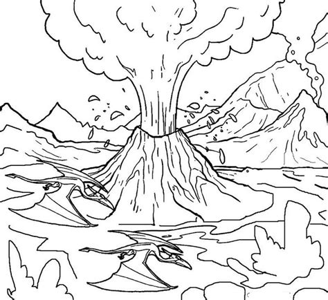 pin oleh illustration designer  volcano coloring pages