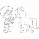 Pony Boy Coloring Horse Feeds Surfnetkids Animals Pages Previous sketch template