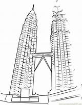 Petronas Towers Lumpur Dots sketch template