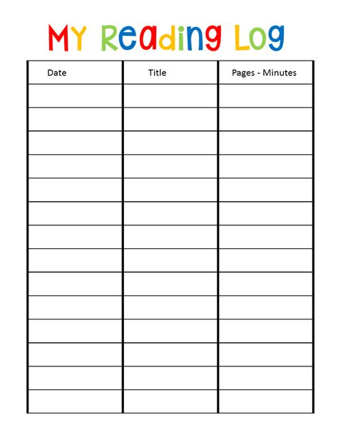 reading log printable