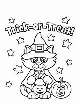 Coloring Halloween Pages Kids Trick Treat Cute Print Poster Size sketch template