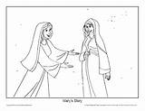 Coloring Elizabeth Mary Bible Story Visited Printable Marys Activities Activity Sunday School Christmas Sheet Children sketch template