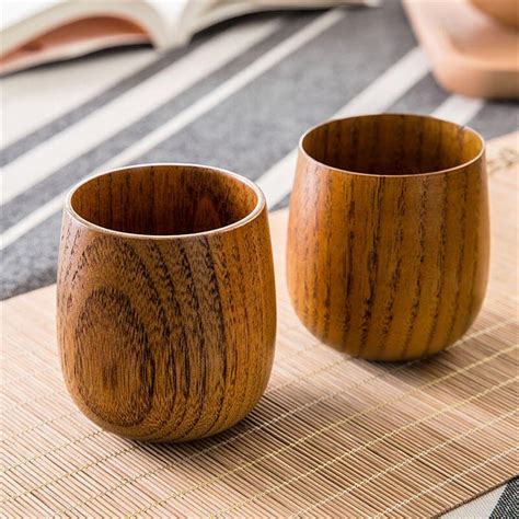 wood tea cup japanese style handmade wooden cups wine drinkware mugs