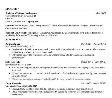business resume templates
