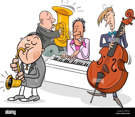 cartoon illustration  jazz musicians band playing  concert stock vector image art alamy