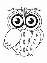 Uil Kleurplaten Owl Tekening Simpele Chouette Hibou énormes Yeux sketch template