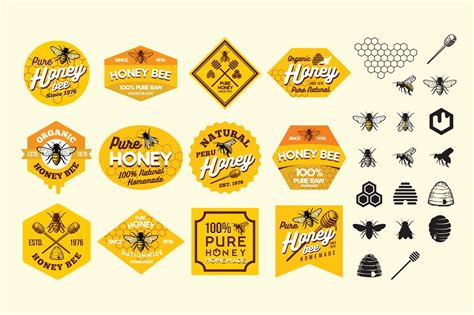 honey bee labels sticker creative logo templates creative market