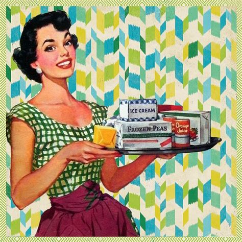 free illustration retro woman kitchen housewife free