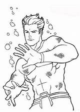 Aquaman Coloring Pages Drawing Pose Fighting Popular Getdrawings sketch template