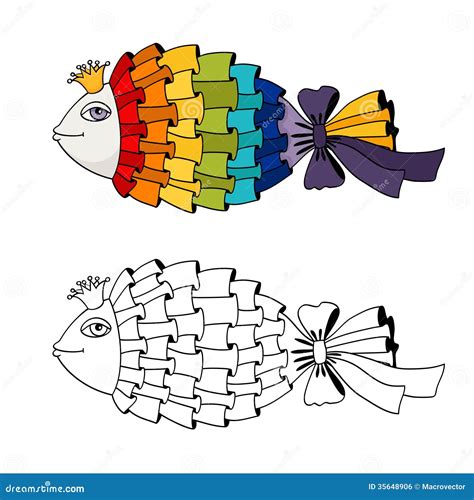 rainbow fish coloring stock vector illustration  scrapbook