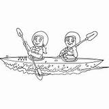 Summer Coloring Pages Beach Girl Canoe Boy Paddling Playing Kids Toddlers Printable Season sketch template