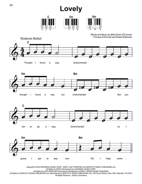 billie eilish khalid lovely   reasons  sheet  notes chords piano sheet