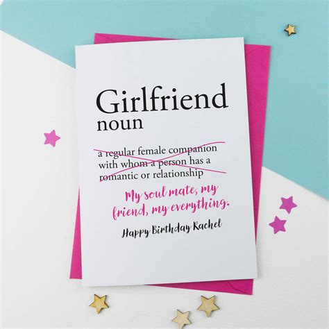 girlfriend personalised birthday card by a is for alphabet