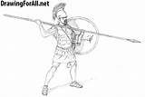 Draw Greek Warrior Ancient Drawing Drawingforall People Armor Front sketch template