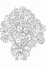 Coloring Bouquet Flowers Pages Printable Tiki Coloringtop sketch template