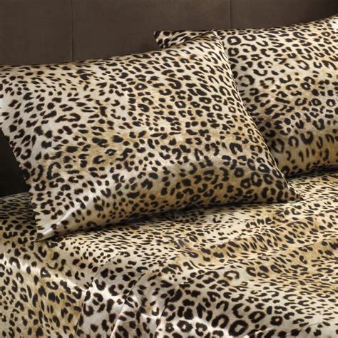 premier comfort cheetah polyester textured satin  piece king size