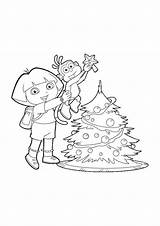Dora Coloring Christmas Pages Nick Jr Boots Noel Coloriage Xmas Imprimer Printable Season Holidays Holiday December Winter Disney Yoshi Dessins sketch template