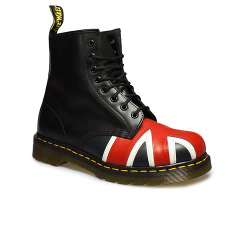 dr martens union jack black leather boots size   ebay