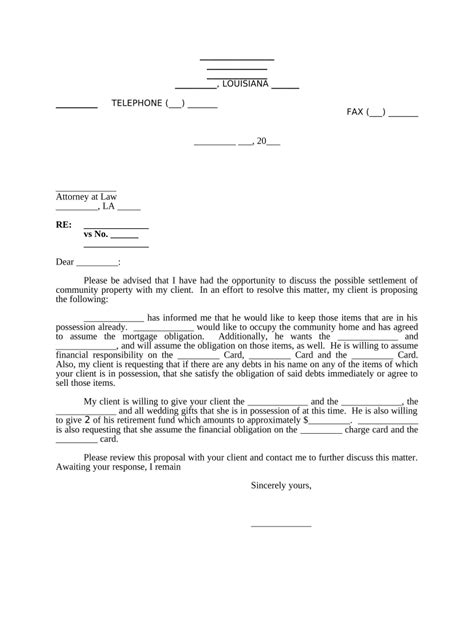 sample letter  opposing counsel  settlement offer  template