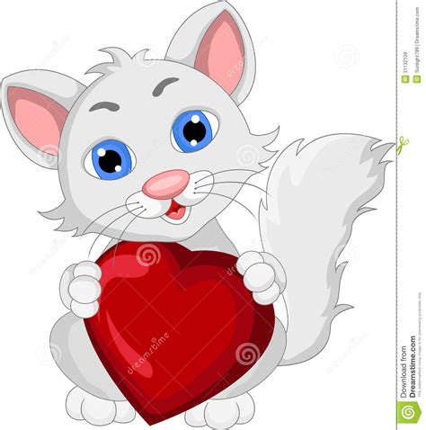 Cute Cat Cartoon Expression With Love Heart Royalty Free