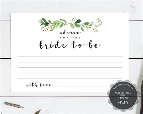 wedding advice   bride   card template instant