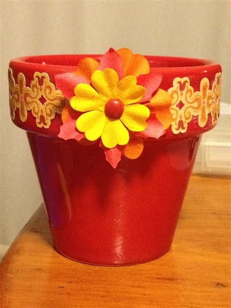 decorated flower pot   ordinary colored pot   scrapbook