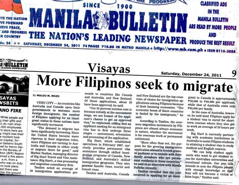 manila bulletin  filipinos seek  migrate bigstart education
