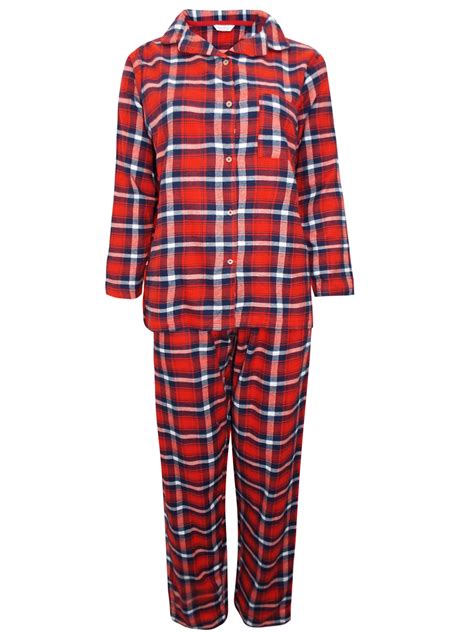 marks  spencer  red pure cotton checked long sleeve pyjama set size