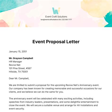 event proposal letter templates examples edit