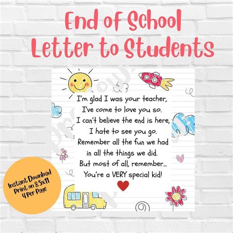 teacher goodbye letter  kids teacher   school letter etsy