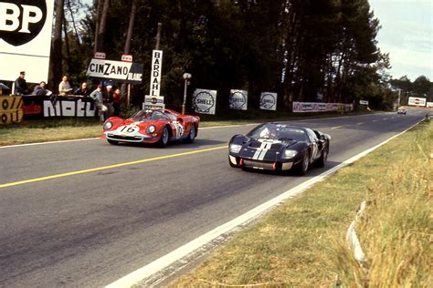 Ford Gt40 And Ferrari At 1966 Le Mans Race Images
