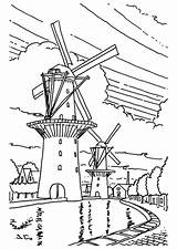 Coloring Windmill Windmills Over Getcolorings Color sketch template