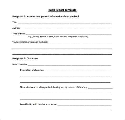 book report templates  samples examples format sample