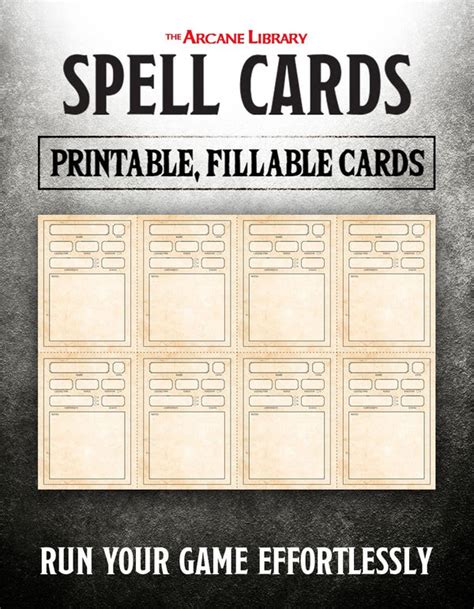 fillable spell cards   arcane library