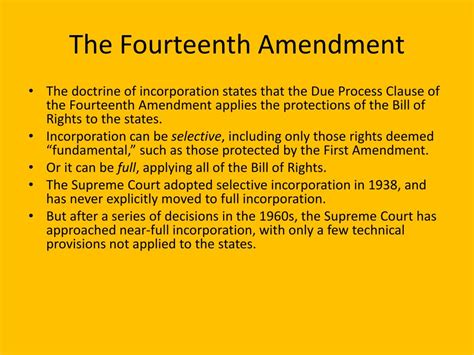 Ppt The Fourteenth Amendment And The Doctrine Of Incorporation